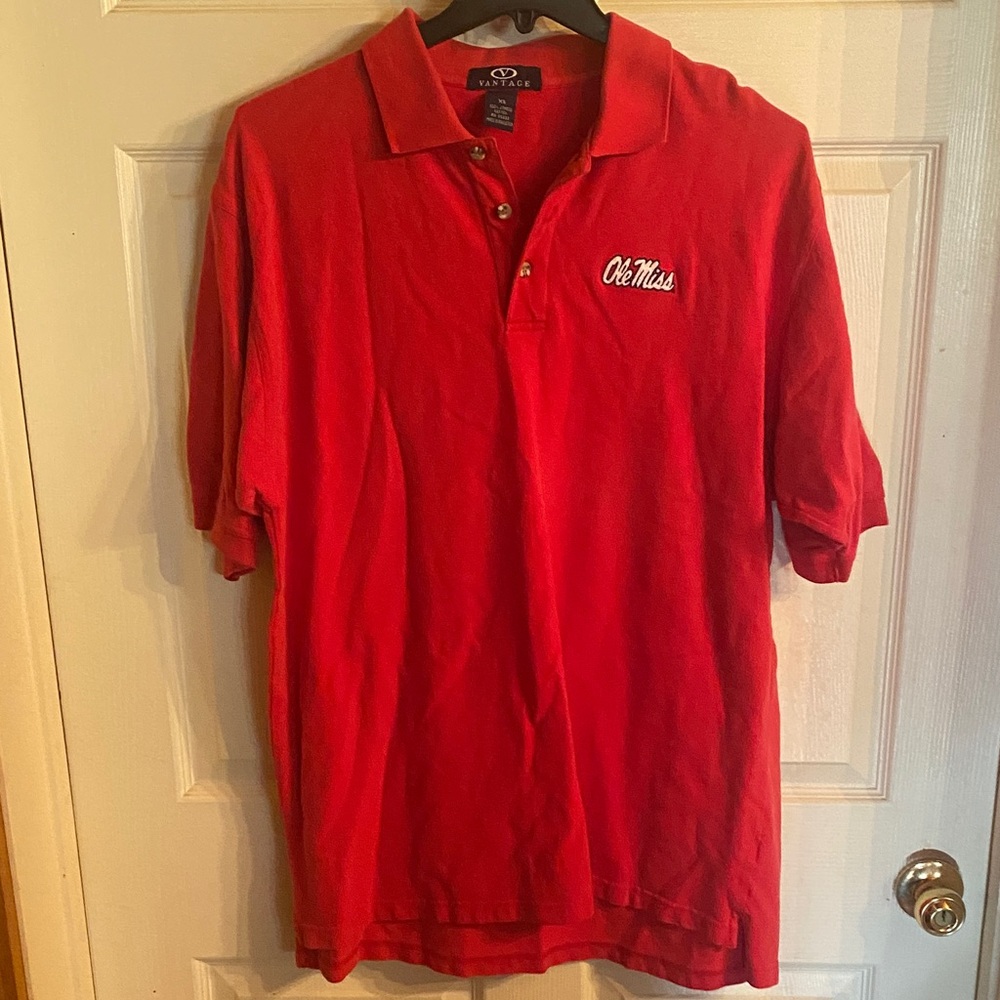 Ole Miss Red Polo by Vantage - Short Sleeve Collared Shirt